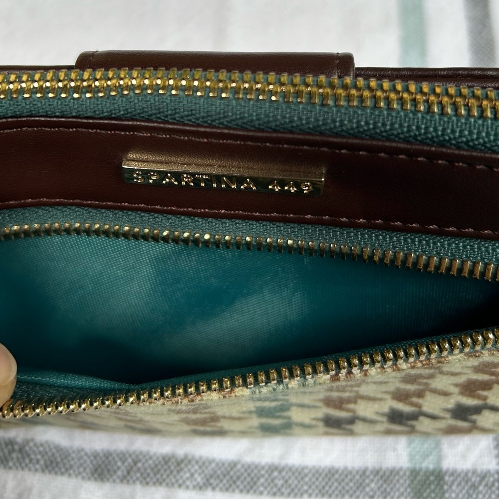 Spartina 449 Houndstooth Wallet in Cream and Teal